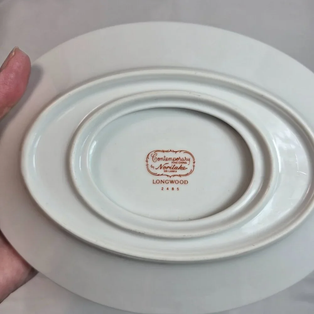 Noritake Longwood #2485 Gravy Boat with Underplate Purple, Blue & Yellow Flowers